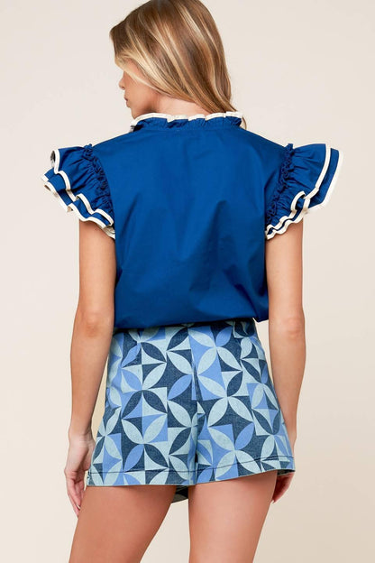 ENTICING DARLING BLUE DENIM SKORT
