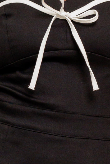 NOIR BOW COUTURE WOVEN SKORT ROMPER