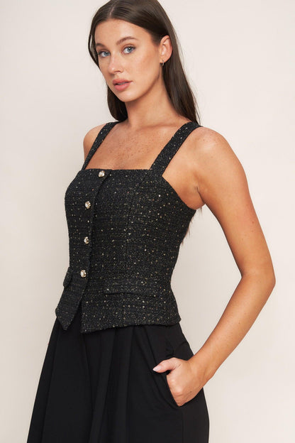 MIDNIGHT PARISIENNE WOVEN JUMPSUIT