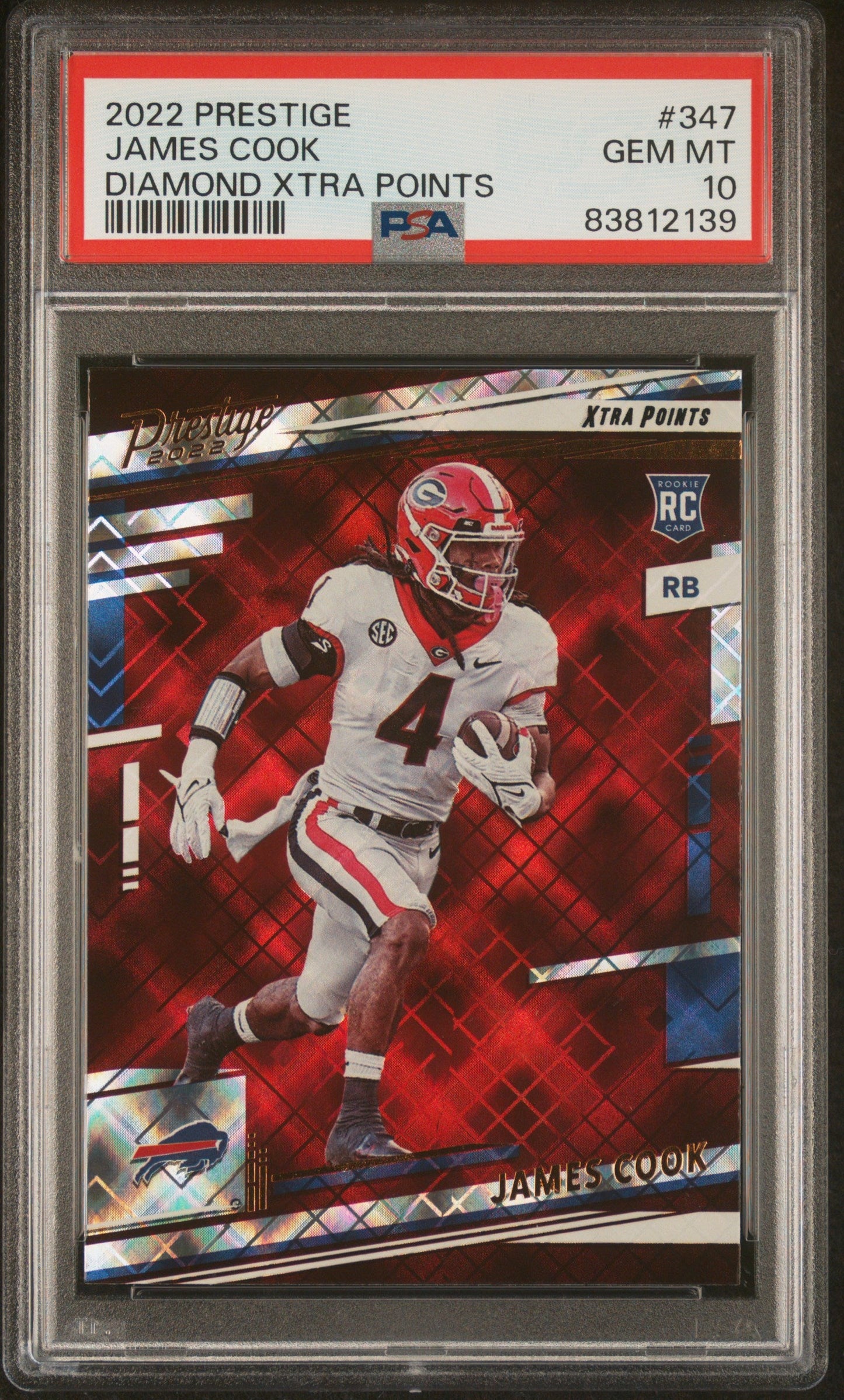 Graded 2022 Panini Prestige James Cook #347 Diamind Xtra Points Rookie RC Football Card PSA 10 Gem Mint