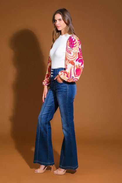 MAJESTIC FLOW SWEATER WOVEN TOP