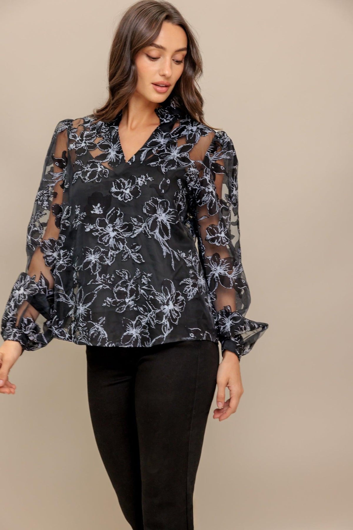 SHARE MY DAY WOVEN ORGANZA TOP