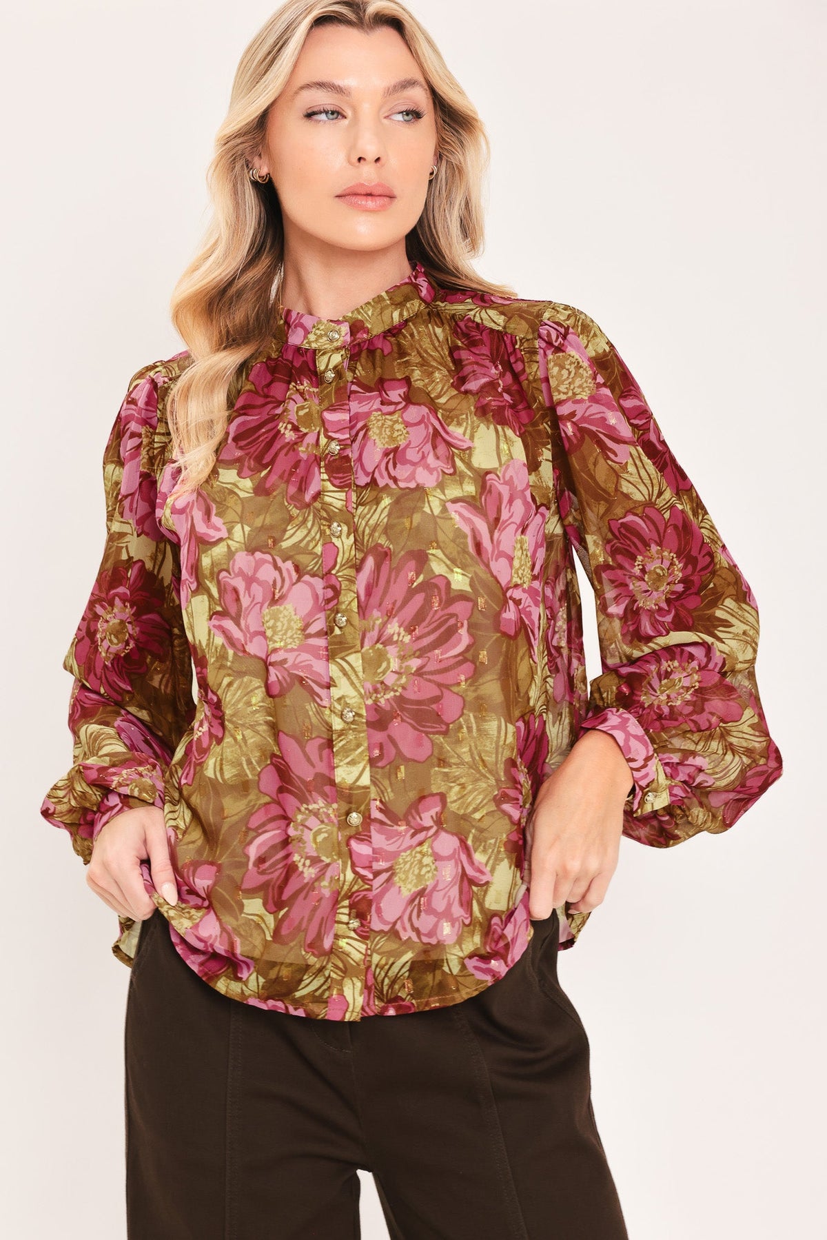 ANTIQUE FLORAL WHISPER WOVEN TOP