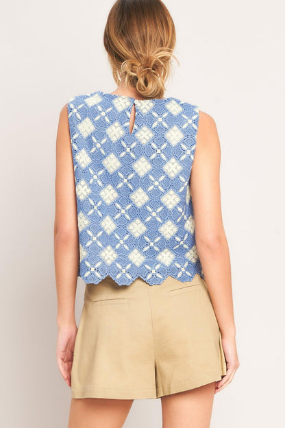 COASTAL WOVEN LACE TOP