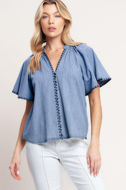 WEEKEND WANDERER WOVEN TOP