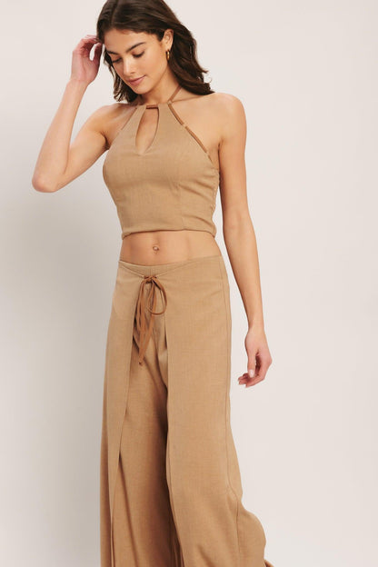 CARAMEL COAST WOVEN CROP TOP