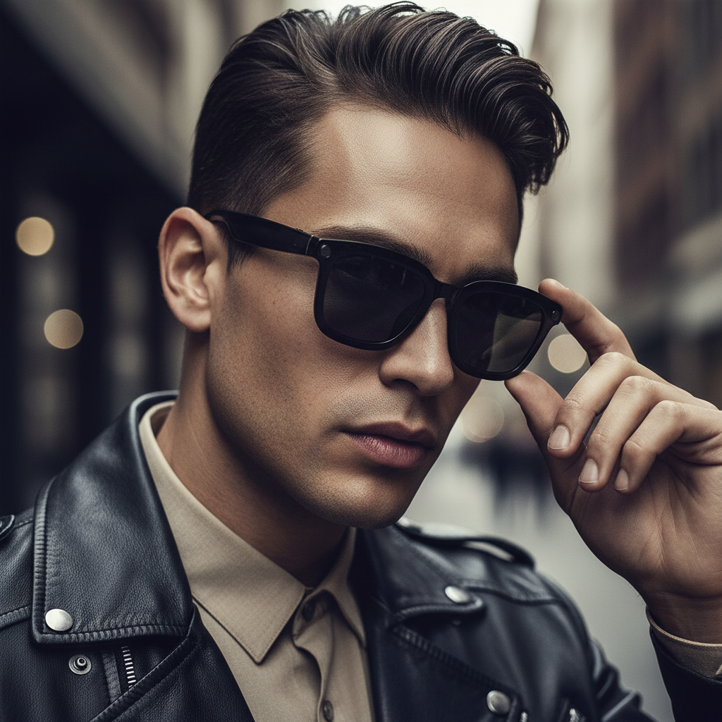 Midnight Black Titan Audio Specs | IPX4 Waterproof Smart Bluetooth 5.0 Sports Sunglasses with Wireless Mic & Open-Ear Audio