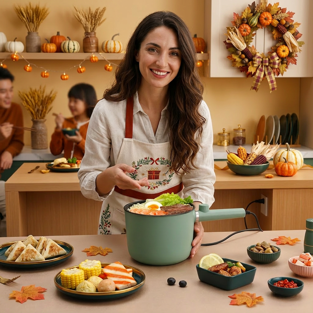 Mini Electric Hot Pot for Portable Cooking - Compact Plug-in Household Cooker