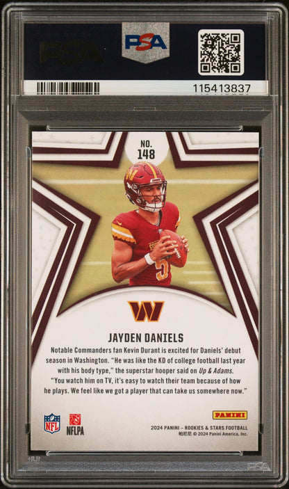 Graded 2024 Panini Rookies & Stars Jayden Daniels #148 Rookie RC Football Card PSA 8 Near Mint