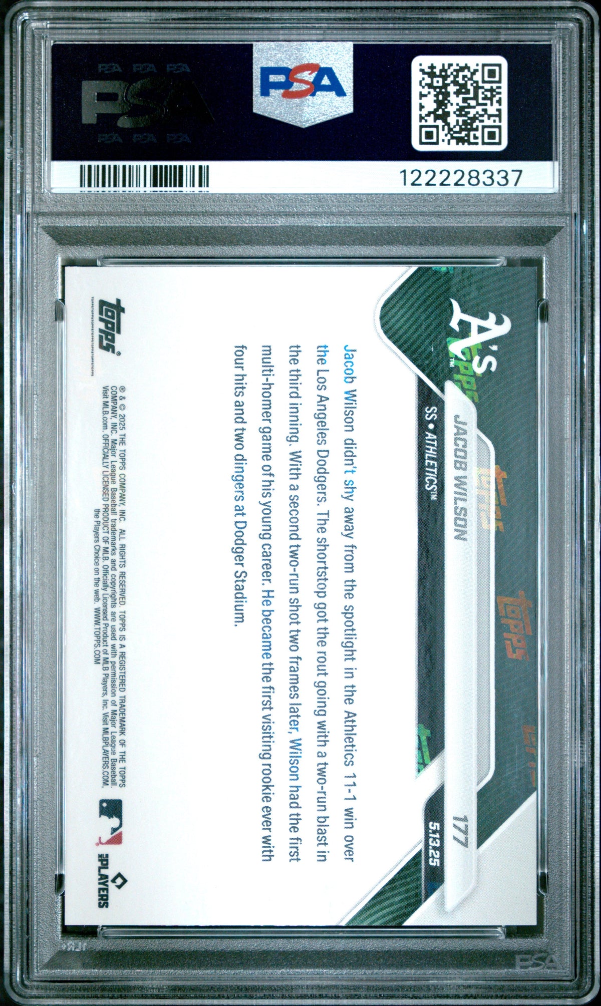 Graded 2025 Topps Now Jacob Wilson #177 Rookie RC Baseball Card PSA 9 Mint