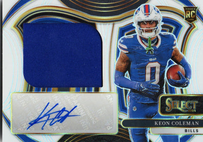 2024 Panini Select Keon Coleman #JRSSKCN Jumbo Patch White Auto /75 Buffalo Bills Rookie RC Football Card