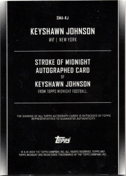 2024 Topps Midnight Keyshawn Johnson #SMAJK Stroke of Midnight Dusk Auto /75 New York Jets Football Card