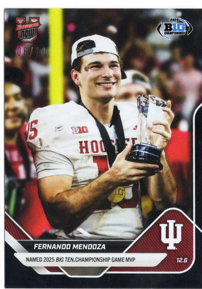 2025 Topps Bowman U Now Fernando Mendoza #58 Black Foil /10 Indiana Hoosiers Rookie RC Football Card