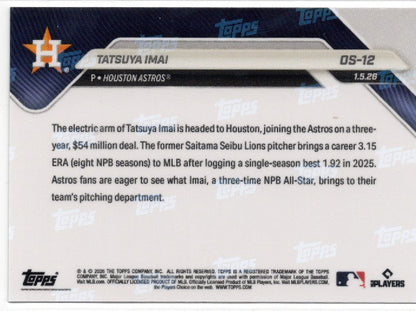 2025 Topps Now Tatsuya Imai #OS12 Gold Foil /50 Houston Astros Rookie RC Baseball Card