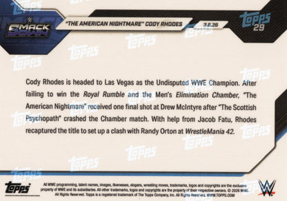 2026 Topps Now WWE Cody Rhodes #29 Orange Foil /25 Wrestling Card