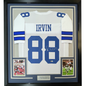 Framed Autographed/Signed Michael Irvin 35x39 Dallas White Football Jersey Beckett BAS COA