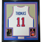 Framed Autographed/Signed Isiah Thomas 35x39 Detroit White Basketball Jersey Beckett BAS COA