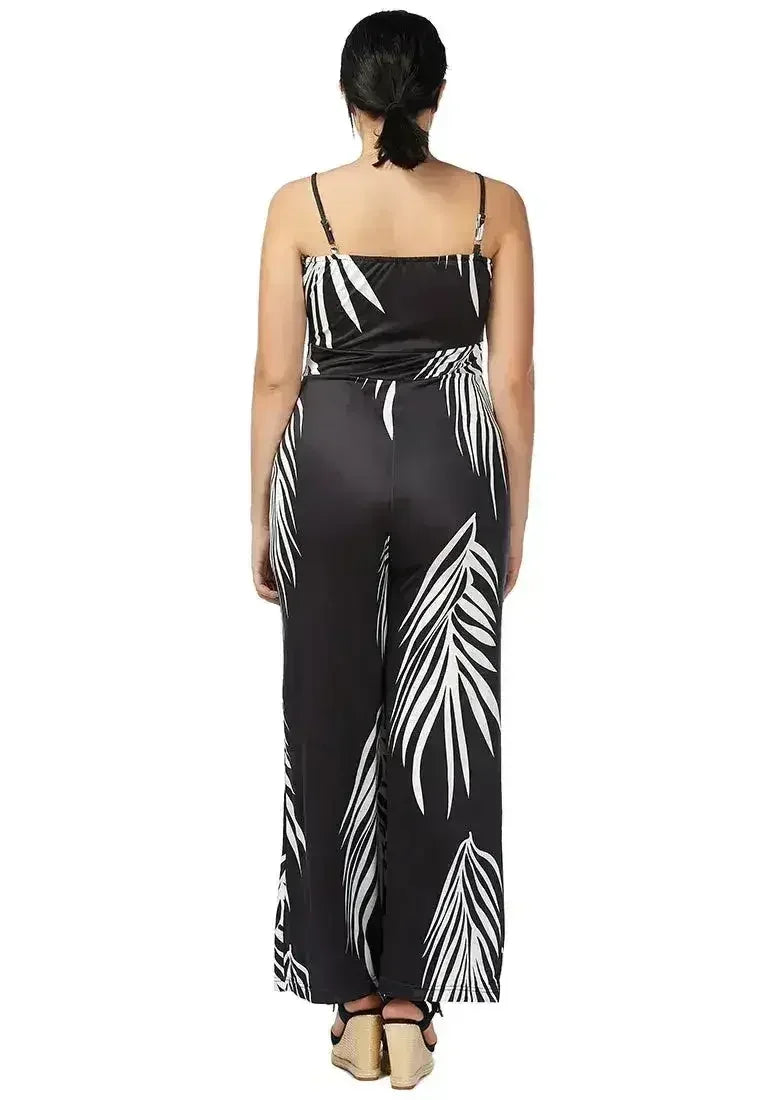 White Palm Leaf Jumpsuit - Breezy Spaghetti Strap Romper | Femstylo