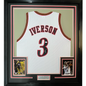Framed Autographed/Signed Allen Iverson 35x39 Philadelphia White Basketball Jersey PSA/DNA COA