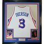Framed Autographed/Signed Allen Iverson 35x39 Philadelphia White Retro Basketball Jersey JSA COA