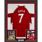 Framed Autographed/Signed Bukayo Saka 35x39 Arsenal Red Soccer Jersey Beckett BAS COA #2