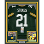 Framed Autographed/Signed Eric Stokes 35x39 Green Bay Green Football Jersey JSA COA