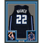 Framed Autographed/Signed Franz Wagner 35x39 Orlando Black Basketball Jersey Beckett BAS COA