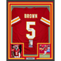 Framed Autographed/Signed Marquise Hollywood Brown 35x39 Kansas City Red Football Jersey JSA COA
