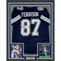 Framed Autographed/Signed Jake Ferguson 35x39 Dallas Blue Football Jersey Beckett BAS COA