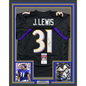 Framed Autographed/Signed Jamal Lewis 35x39 Baltimore Black Football Jersey Beckett BAS COA