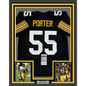 Framed Autographed/Signed Joey Porter Sr. 35x39 Pittsburgh Black Football Jersey JSA COA #2