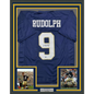 Framed Autographed/Signed Kyle Rudolph 35x39 Notre Dame Blue College Football Jersey Beckett BAS COA