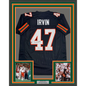 Framed Autographed/Signed Michael Irvin 35x39 Miami Black College Football Jersey Beckett BAS COA