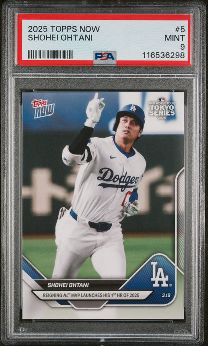 Graded 2025 Topps Now Shohei Ohtani #5 Baseball Card PSA 9 Mint