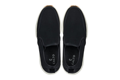 CALTO - J1433  - 3.3 Inches Taller (Black) - Casual Chunky Sole Sneaker Loafers