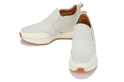 CALTO - J1434  - 3.3 Inches Taller (Off-White) - Casual Chunky Sole Sneaker Loafers