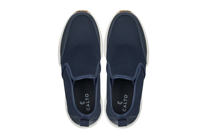 CALTO - J1435  - 3.3 Inches Taller (Dark Blue) - Casual Chunky Sole Sneaker Loafers