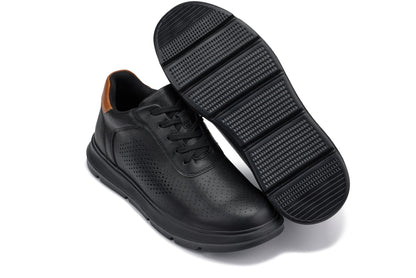 CALTO - J1580  - 2.6 Inches Taller (Black/Black Sole) - Lightweight Casual Walkers