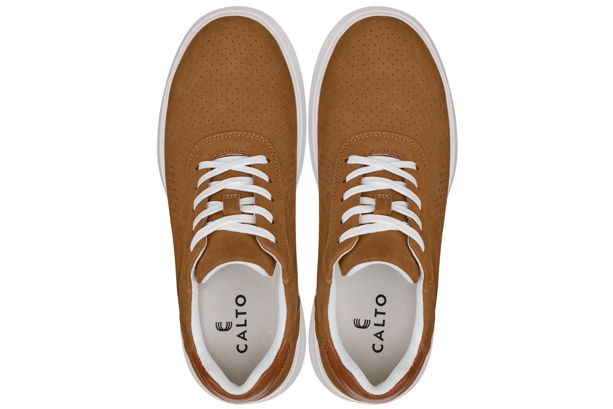 CALTO - J1583  - 2.6 Inches Taller (Brown) - Lightweight Casual Walkers