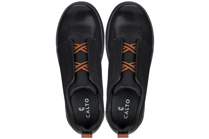 CALTO - J1931  - 2.6 Inches Taller (Black/Black Sole) - Slip-On Snoafers
