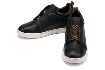 CALTO - J1932  - 2.6 Inches Taller (Black/White Sole) - Slip-On Snoafers