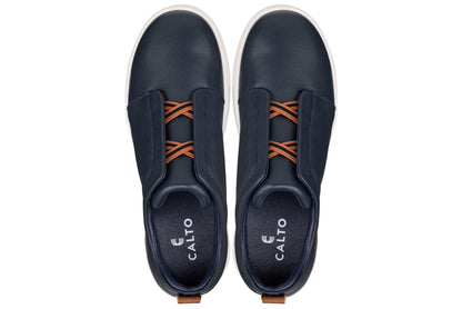 CALTO - J1934  - 2.6 Inches Taller (Navy) - Slip-On Snoafers