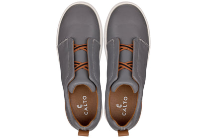 CALTO - J1935  - 2.6 Inches Taller (Grey) - Slip-On Snoafers