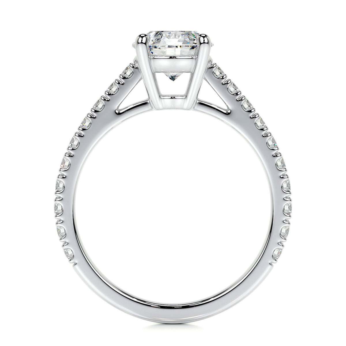 Round Brilliant Lab Grown Diamond Channel Setting Engagement Ring (F/VS) in 14K White Gold