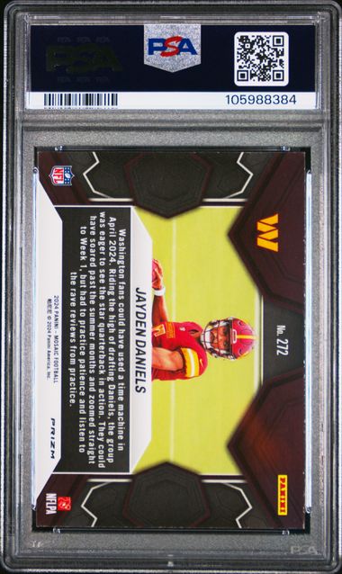 Graded 2024 Panini Mosaic Silver Mosaic Jayden Daniels #272 Rookie RC Football Card PSA 9 Mint