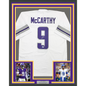 Framed Autographed/Signed J.J. JJ McCarthy 35x39 Minnesota Winter Warrior White Football Jersey Beckett BAS COA