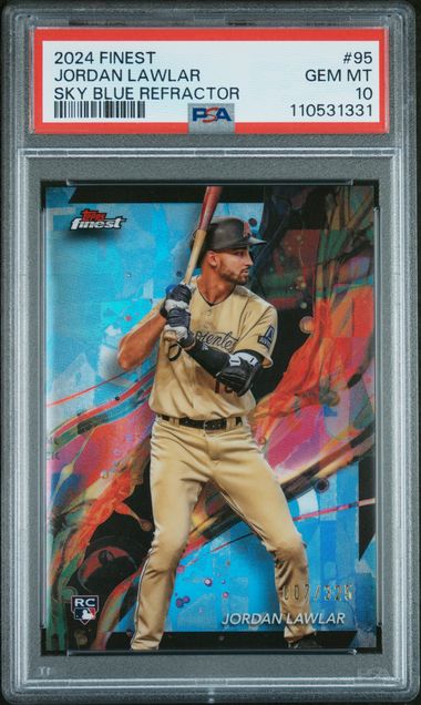 Graded 2024 Topps Finest Jordan Lawlar #95 /325 Sky Blue Refractor Rookie RC Baseball Card PSA 10 Gem Mint