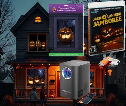 HoliScapes® USB Projector Kit - Jack-O-Lantern Jamboree + Projector + 48" x 72" Projection Screen