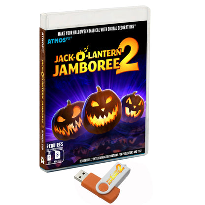 HoliScapes® USB Projector Kit - Jack-O’-Lantern Jamboree 2 + Projector + 48" x 72" Projection Screen