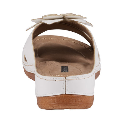 Women's Joy White Flower Flat Sandals